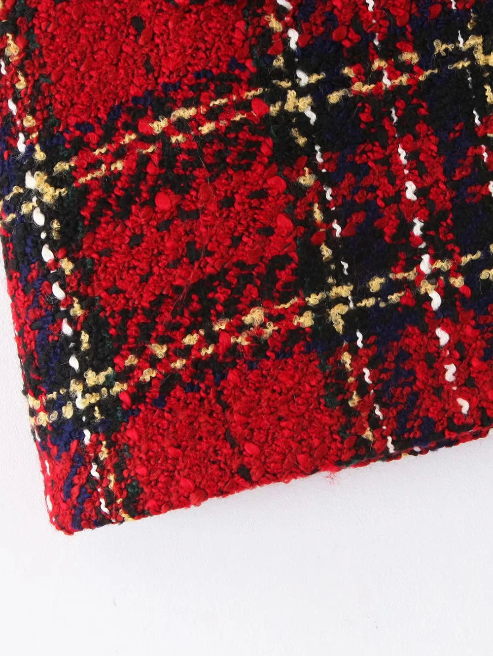 Tweed women red plaid blazers winter fashion women.