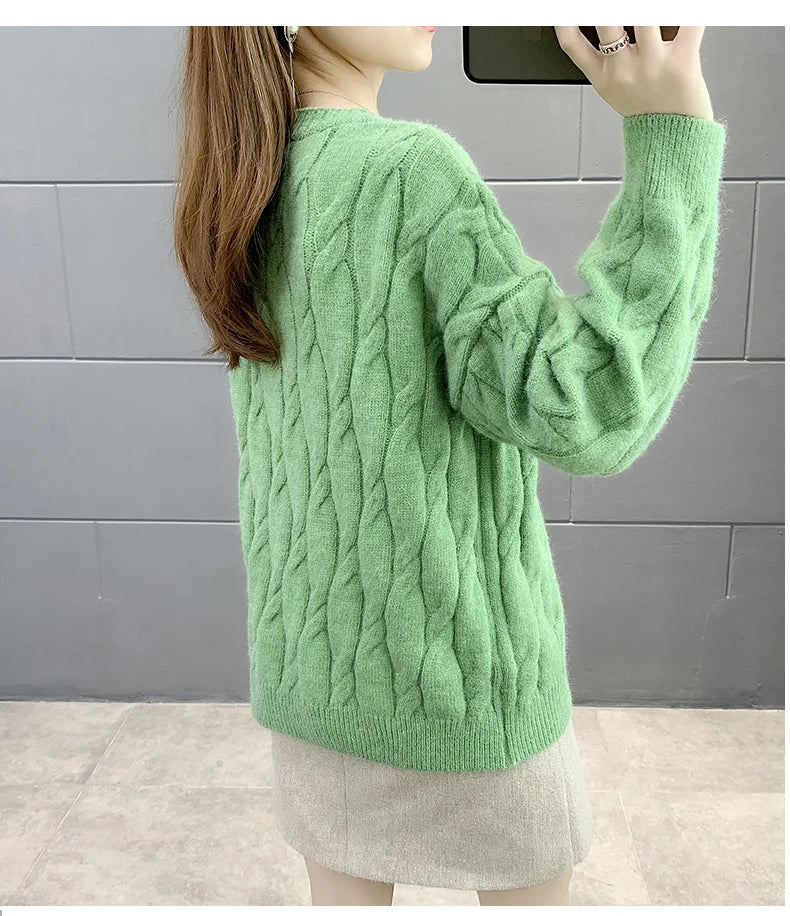 Women's Knitted Cardigan Sweater Loose Fashion .