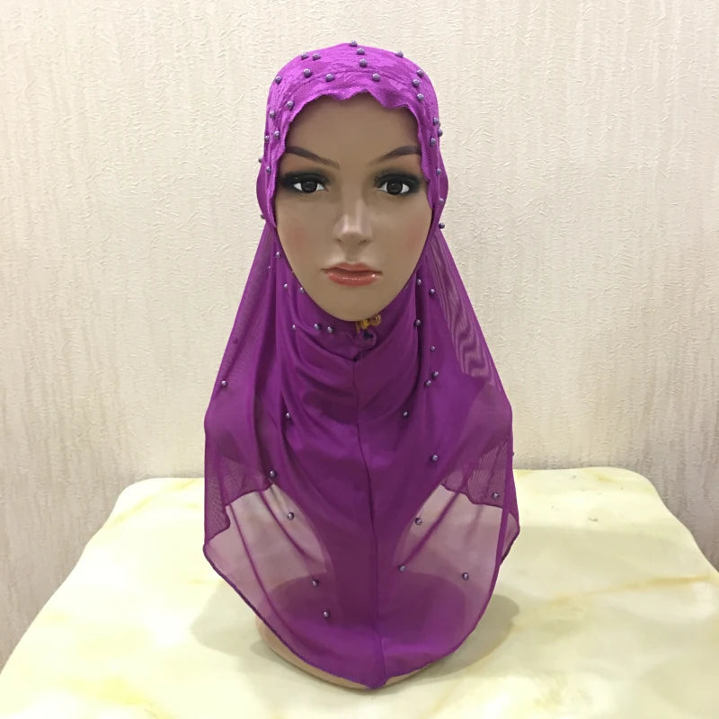 big girls adults soft net two layers muslim scarf islamic hijab.