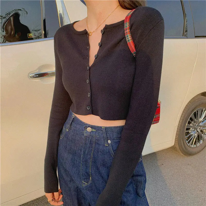 Woman Sweaters Cardigan Red V-neck Knitted Cardigan Women's .