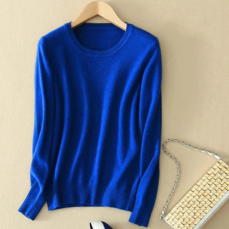 Soft Cashmere Sweaters Long Sleeve Pullovers For Women Autumn.
