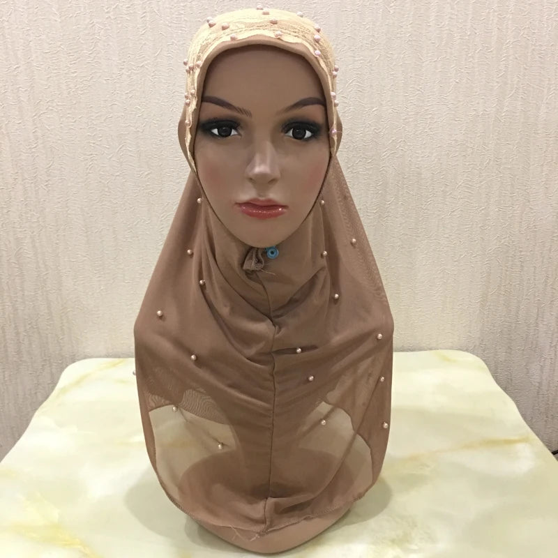 big girls adults soft net two layers muslim scarf islamic hijab.
