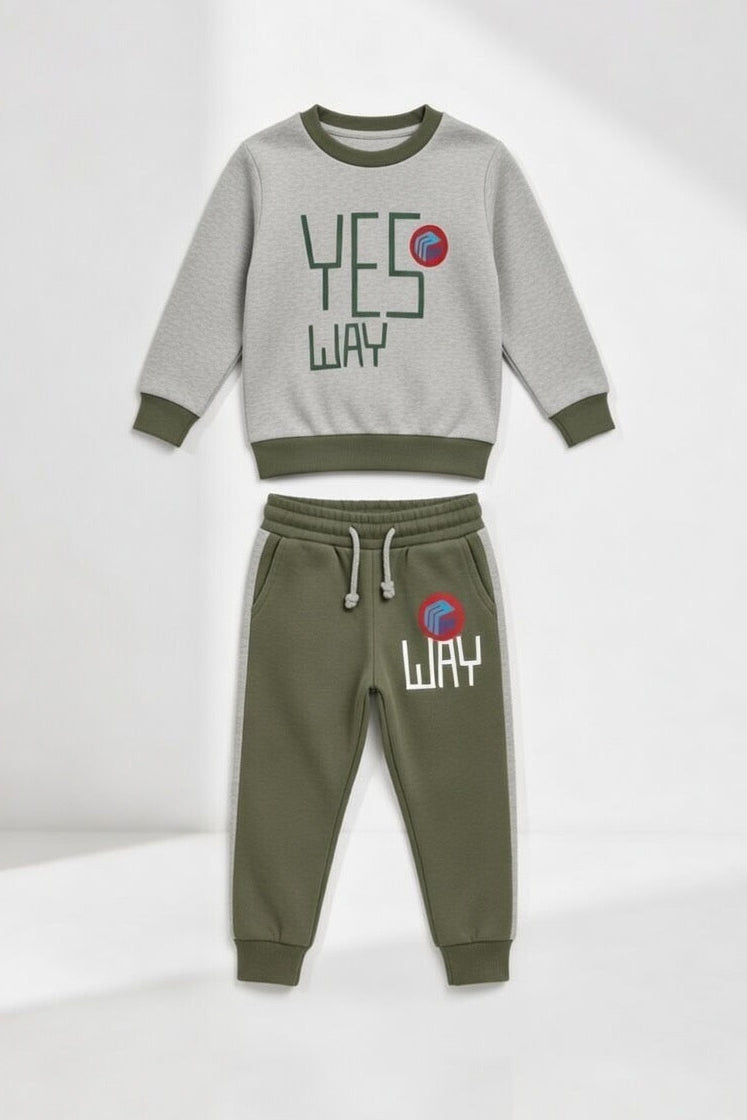 Kids “Yes Way” Casual Sweatshirt & Jogger Set | MH Size (2-12Years)