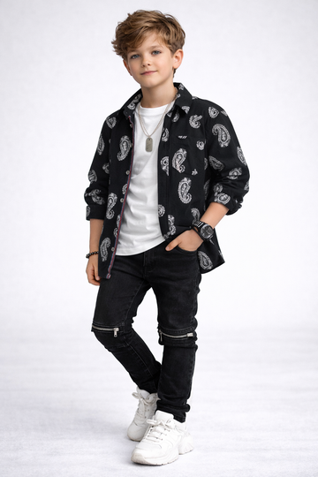 Kids Stylish Long Sleeve Shirt for Boys | Trendy Fashion Outfit UAE (3-14yrs)MH