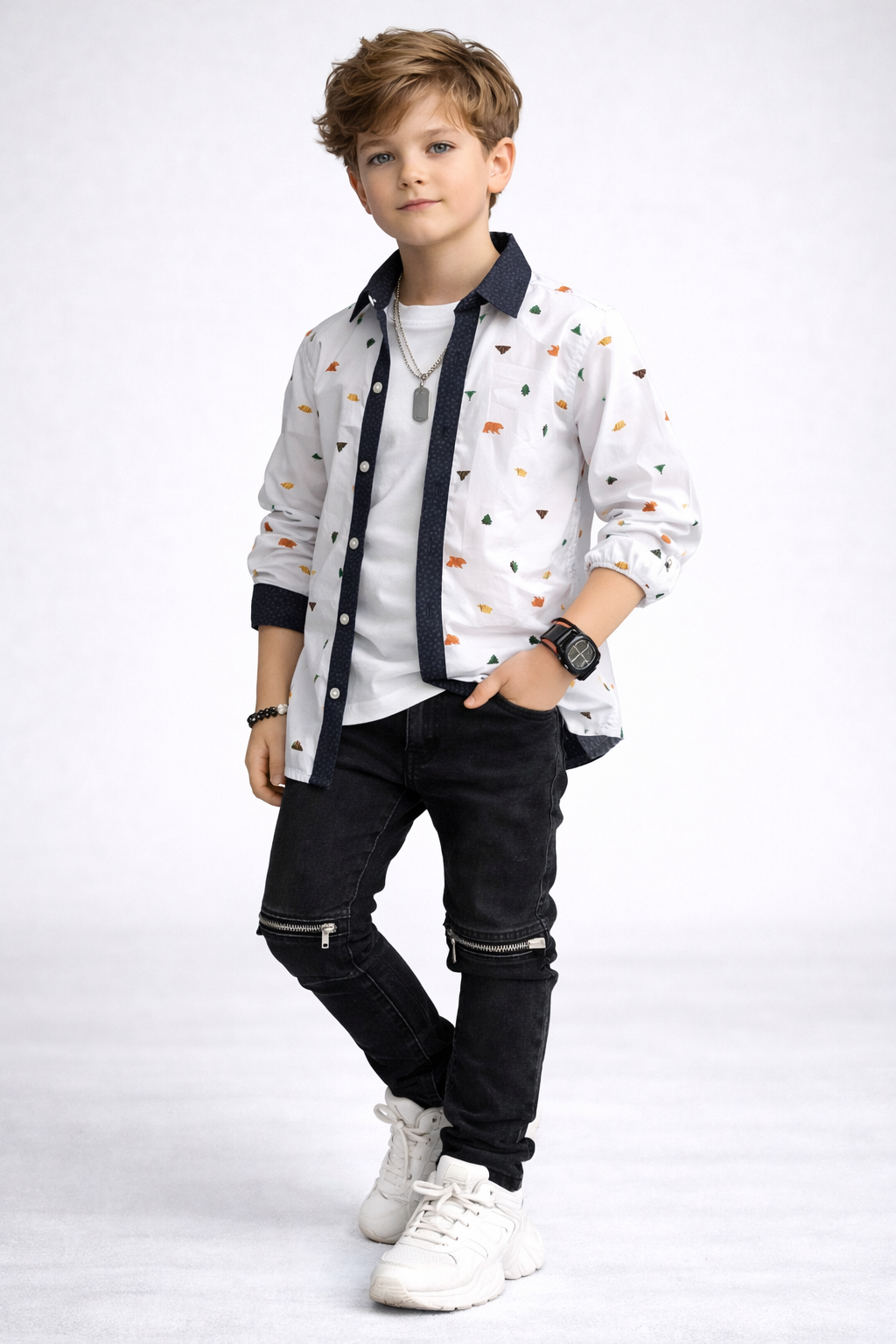 Kids Stylish Long Sleeve Shirt for Boys | Trendy Fashion Outfit UAE (3-14yrs)MH