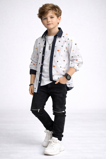 Kids Stylish Long Sleeve Shirt for Boys | Trendy Fashion Outfit UAE (3-14yrs)MH