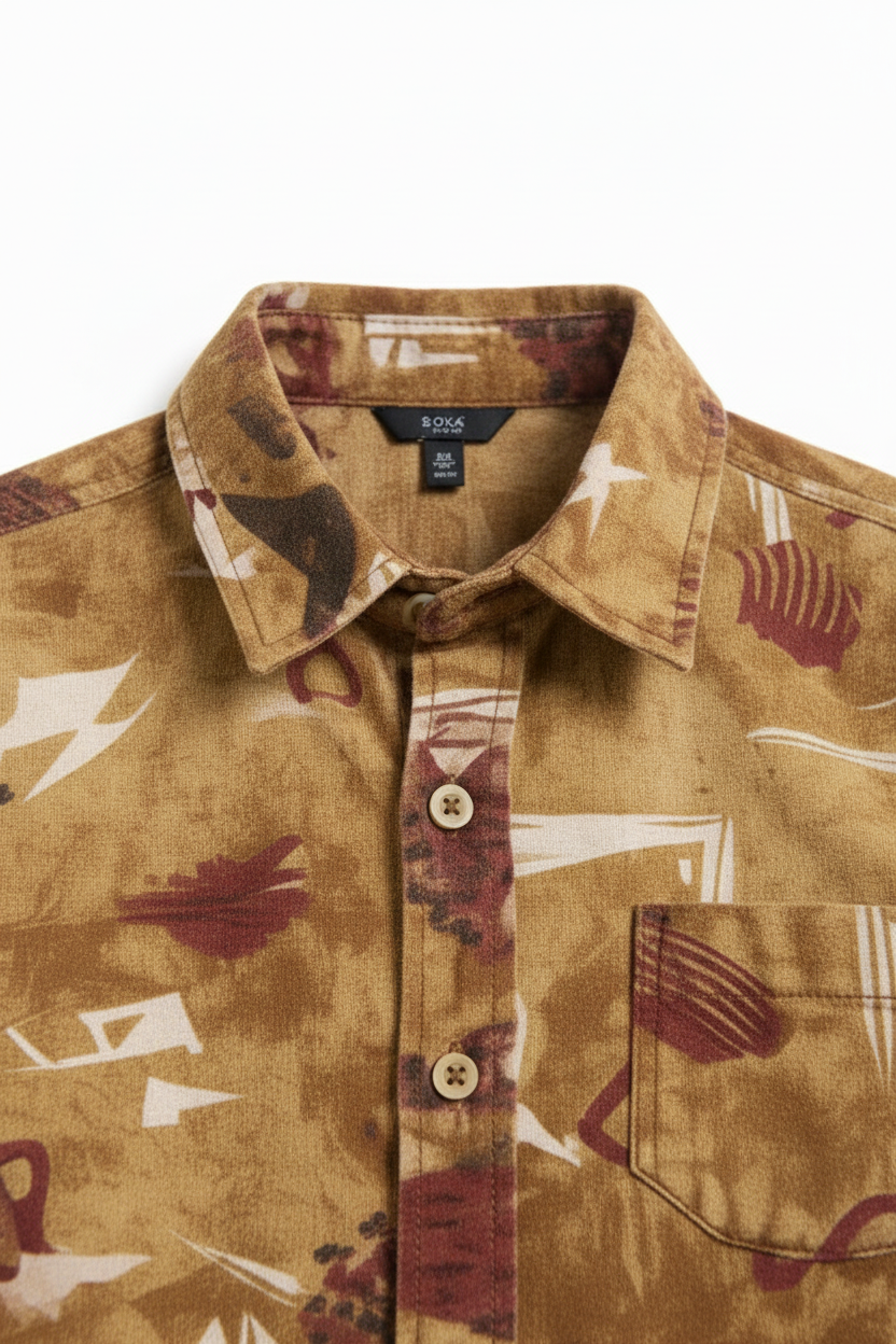 Boys’ Trendy Abstract Printed Casual Shirt – Long Sleeve Cotton Top (3-14 Years) | MH