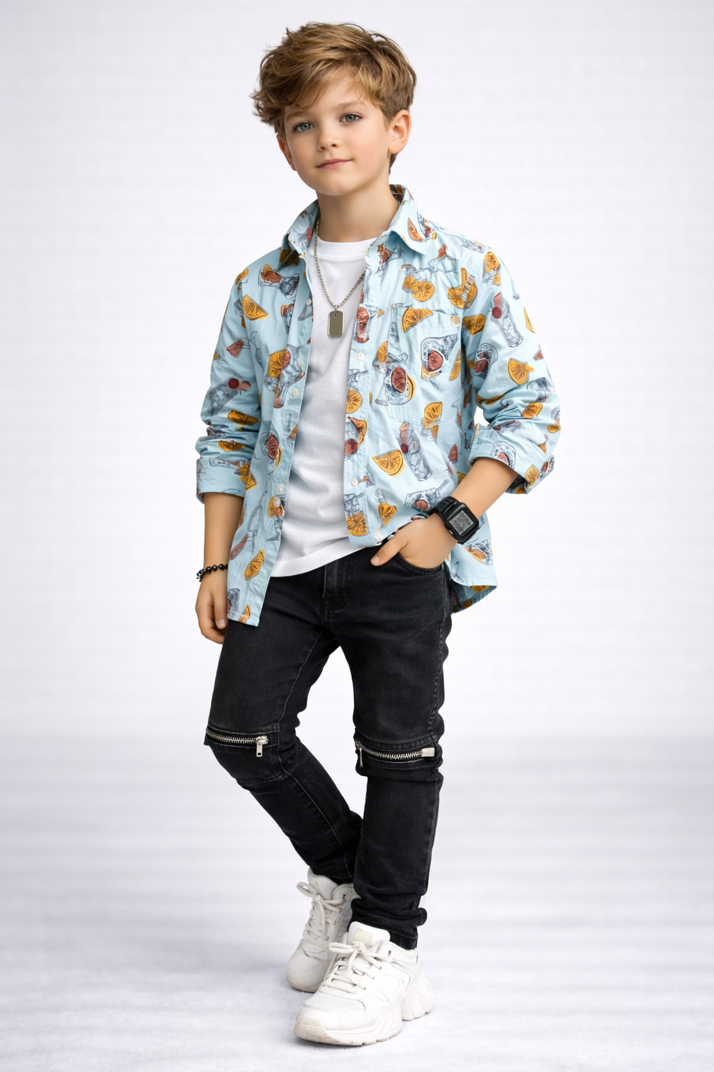 Kids Stylish Long Sleeve Shirt for Boys | Trendy Fashion Outfit UAE (3-14yrs)MH