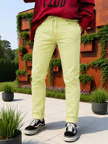 Kids Lemon Yellow Chinos Striped Tie Waist Boys | Sizes 1-6 Years | MH