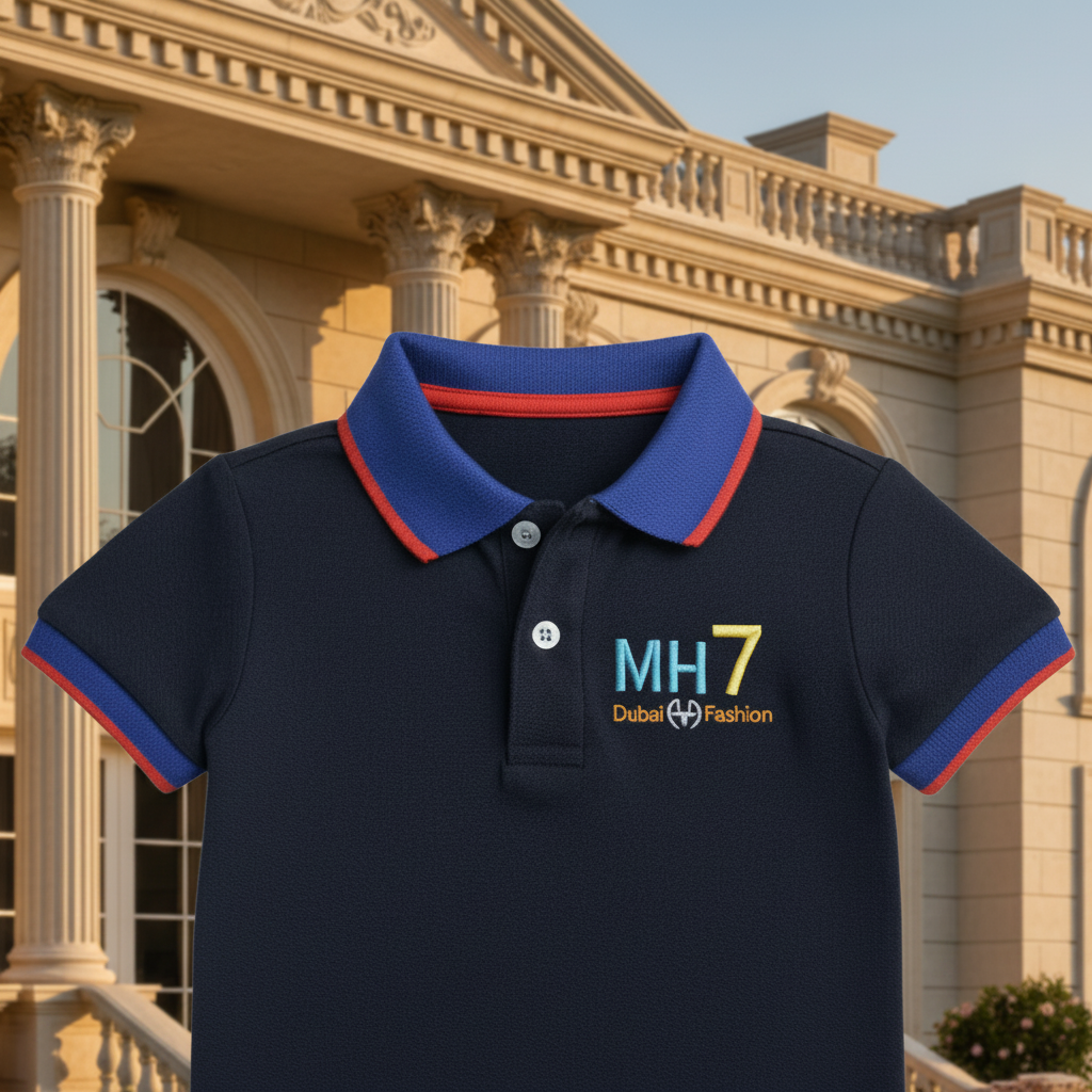 Boys Short Sleeve Polo MH7 Embroidered Logo Red/Navy Dubai Fashion | Sizes- 1-8 Years | MH