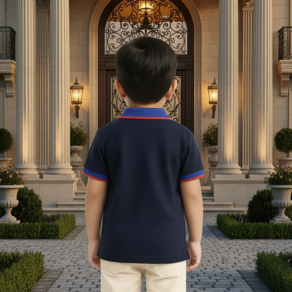 Boys Short Sleeve Polo MH7 Embroidered Logo Red/Navy Dubai Fashion | Sizes- 1-8 Years | MH