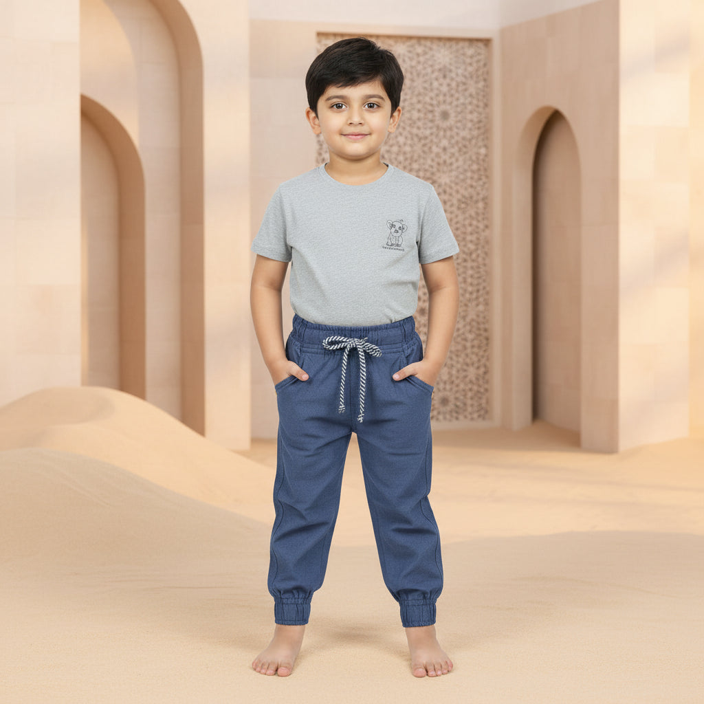Kids Navy Joggers Striped Tie Waist Boys Sweatpants | Sizes 2-12 Years | MH