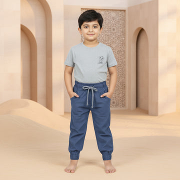 Kids Navy Joggers Striped Tie Waist Boys Sweatpants | Sizes 2-12 Years | MH