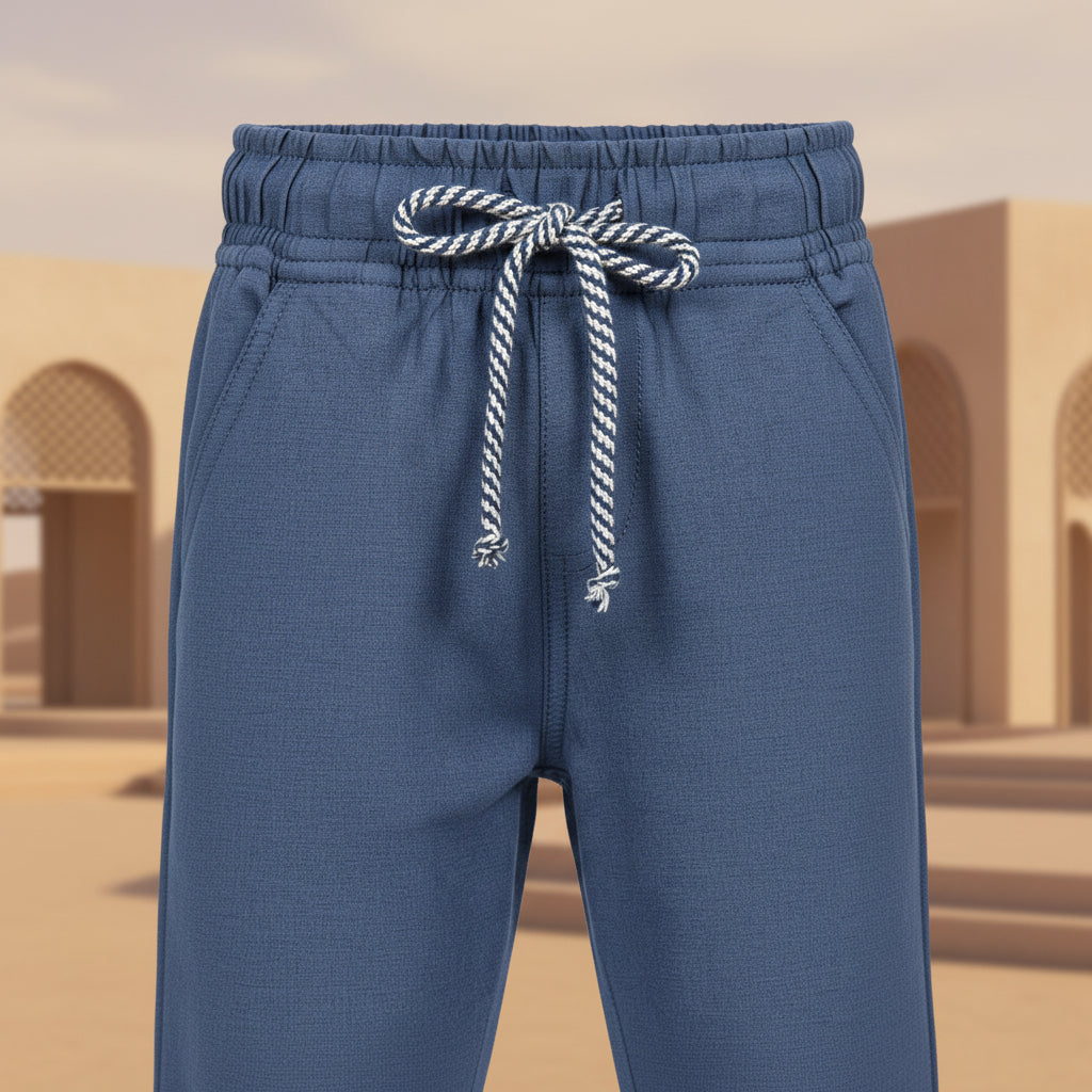 Kids Navy Joggers Striped Tie Waist Boys Sweatpants | Sizes 2-12 Years | MH