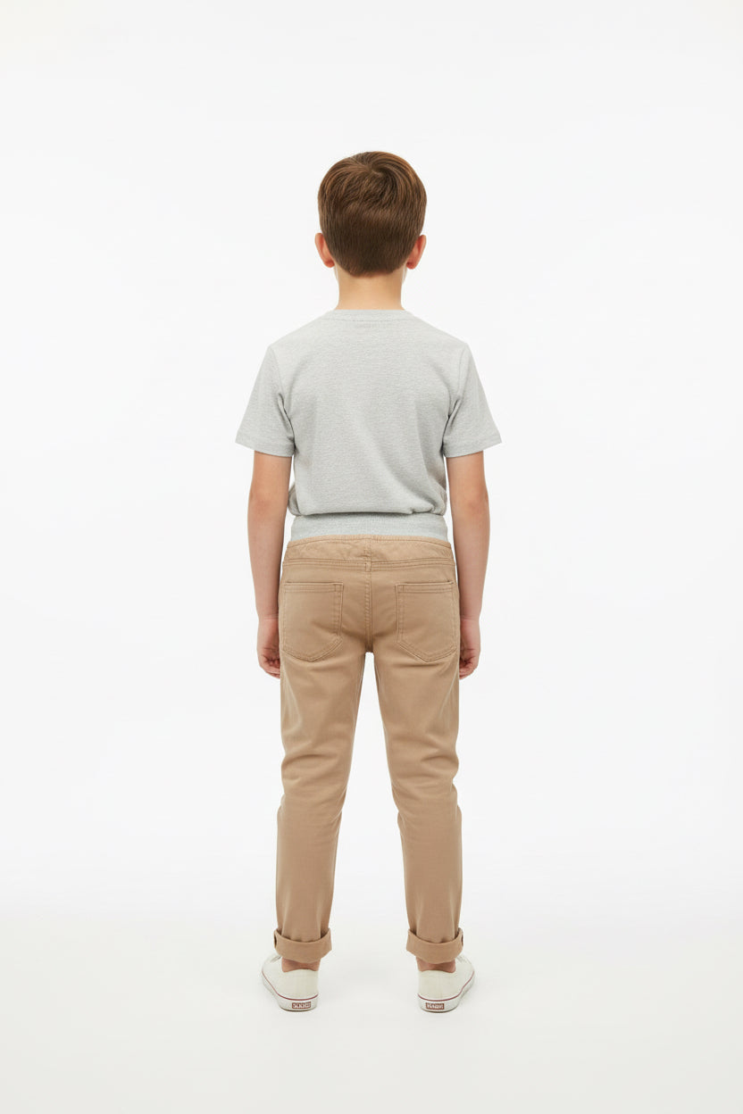 Kids Khaki Jogger-Style Chinos Striped Bow Belt Boys | Sizes |2-12 Years | MH