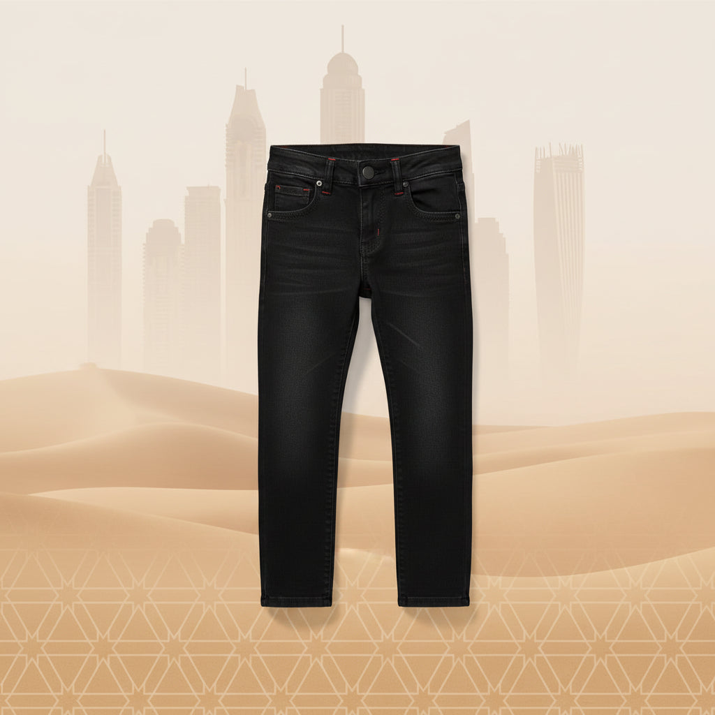 Children’s Coffee Dyed Color Jeans Red Accents Slim Fit | Sizes 2-8Years | MH