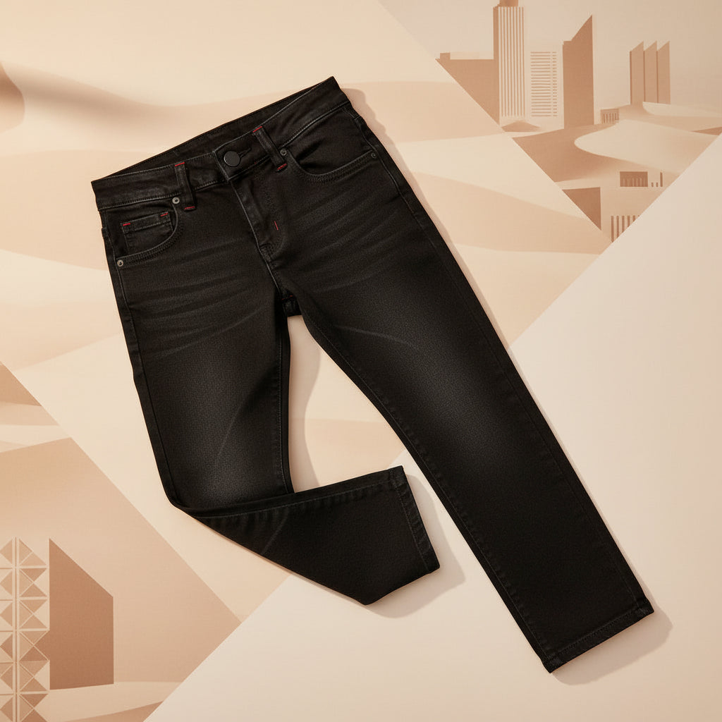 Children’s Coffee Dyed Color Jeans Red Accents Slim Fit | Sizes 2-8Years | MH