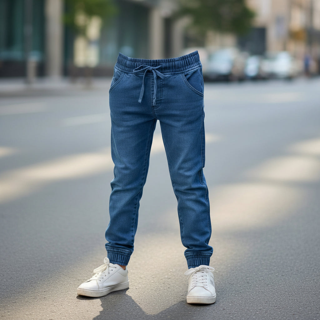 Boys Light Blue Joggers Drawstring Casual Sweatpants Kids | Sizes 2-12Years | MH