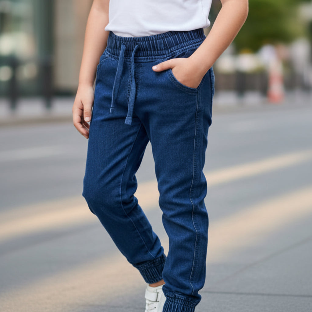 Boys DEEP Blue Joggers Drawstring Casual Sweatpants Kids | Sizes 2-12Years | MH