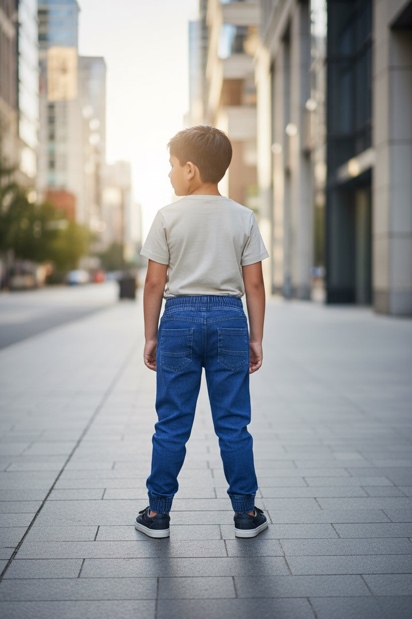 Boys DEEP Blue Joggers Drawstring Casual Sweatpants Kids | Sizes 2-12Years | MH