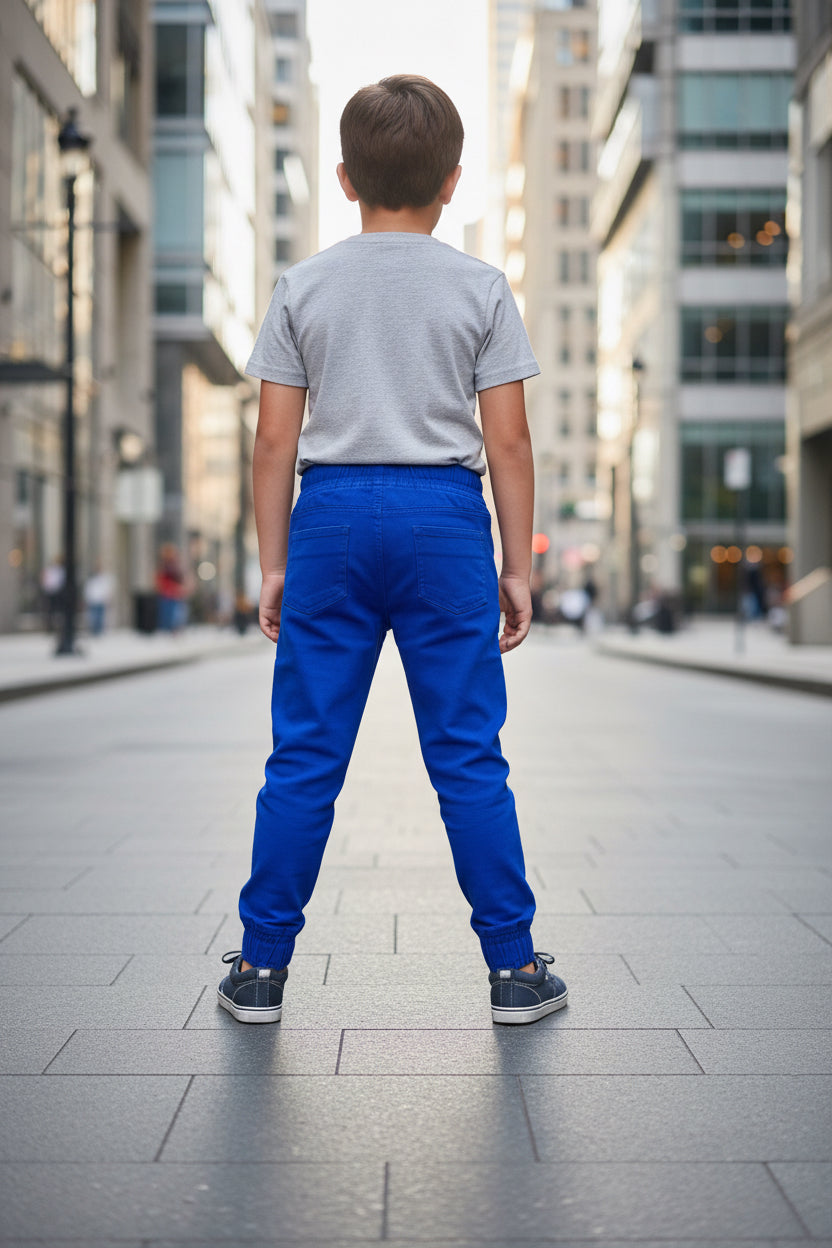 Boys Royal Blue Joggers Drawstring Casual Sweatpants Kids | Sizes 2-12Years | MH