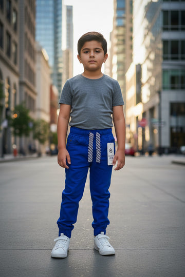 Boys Royal Blue Joggers Drawstring Casual Sweatpants Kids | Sizes 2-12Years | MH