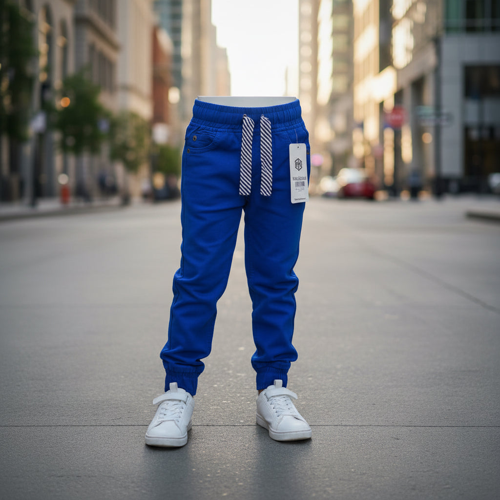 Boys Royal Blue Joggers Drawstring Casual Sweatpants Kids | Sizes 2-12Years | MH