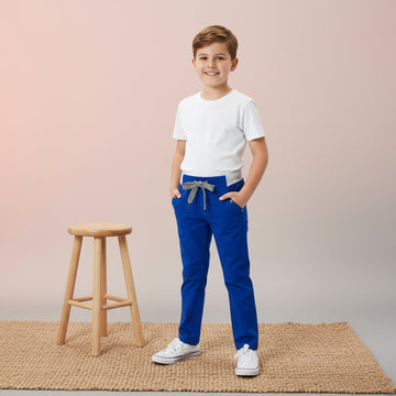 Boys Royal Blue Joggers Drawstring Casual Sweatpants Kids | Sizes 2-12Years | MH