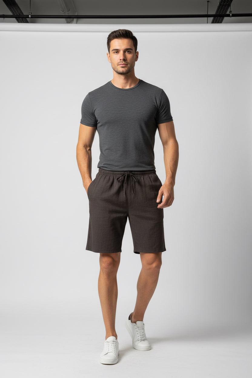 Men’s Ramie Linen Cotton Drawstring Shorts | 4 Colours White Green Navy Brown | Casual Summer Shorts | Sizes M–XXL | MH