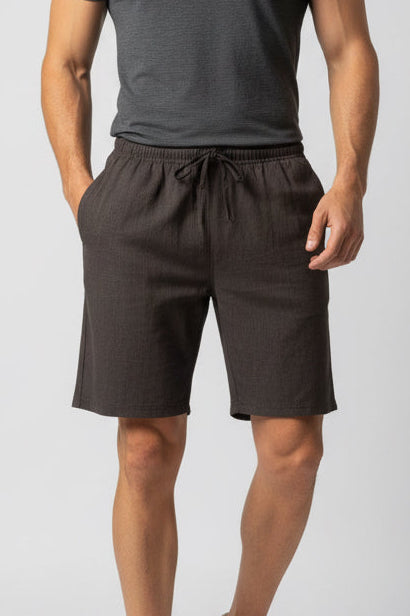 Men’s Ramie Linen Cotton Drawstring Shorts | 4 Colours White Green Navy Brown | Casual Summer Shorts | Sizes M–XXL | MH