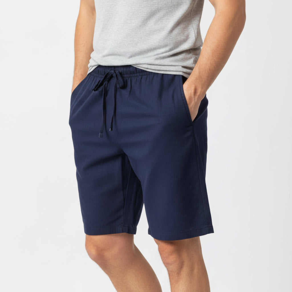 Men’s Ramie Linen Cotton Drawstring Shorts | 4 Colours White Green Navy Brown | Casual Summer Shorts | Sizes M–XXL | MH
