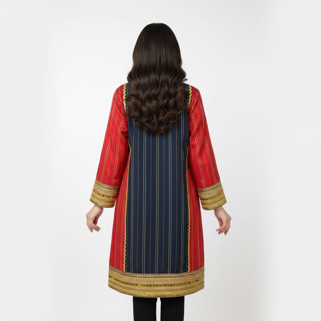 Women’s Blue Red Green Salwar Kameez Oman Traditional Suit | Sizes 40,44 | MH