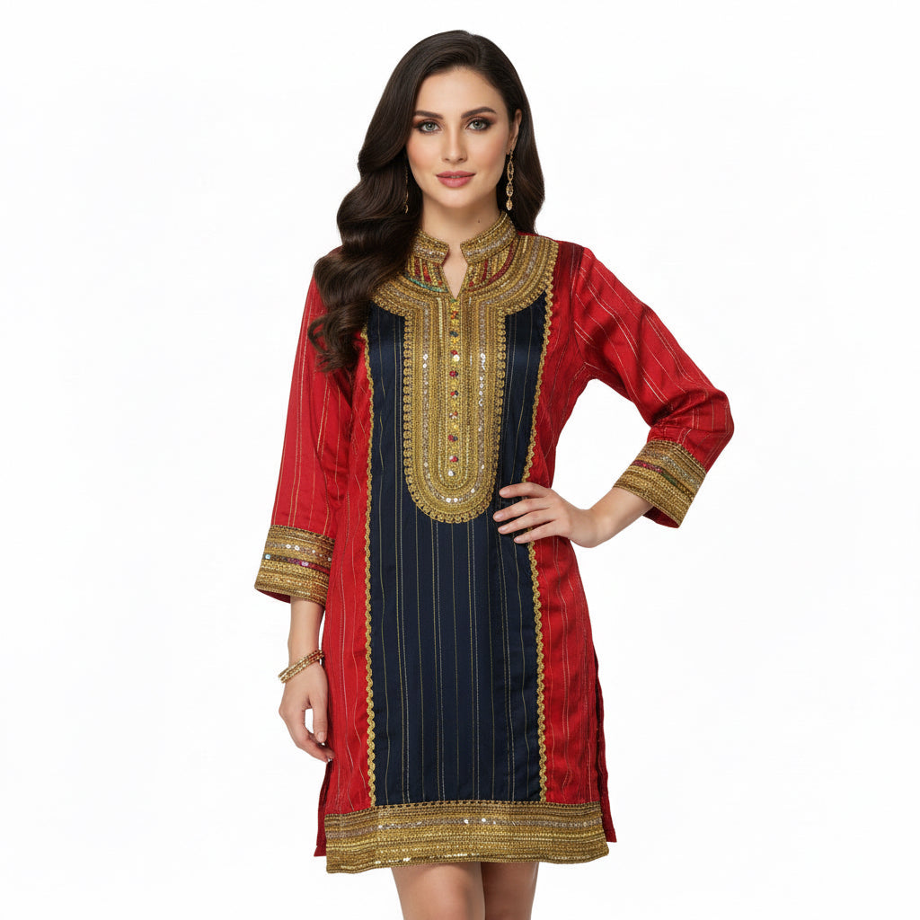 Women’s Blue Red Green Salwar Kameez Oman Traditional Suit | Sizes 40,44 | MH