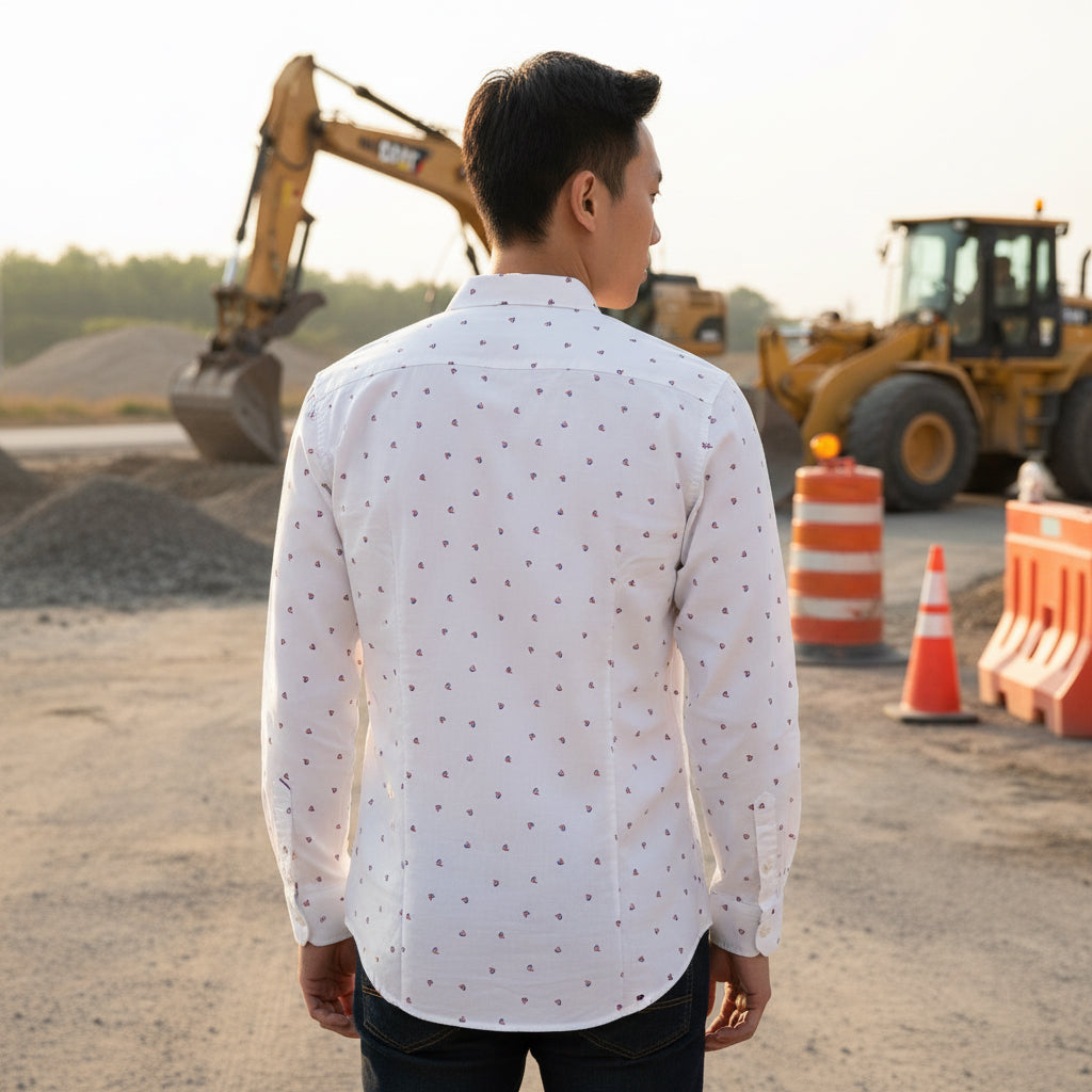 Men's Slim-Fit Printed Button-Down Shirt | MH Signature Casual Cotton Shirt | (Sizes S-XL) | MH