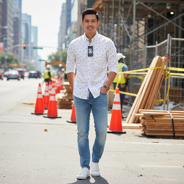 Men's Slim-Fit Printed Button-Down Shirt | MH Signature Casual Cotton Shirt | (Sizes S-XL) | MH
