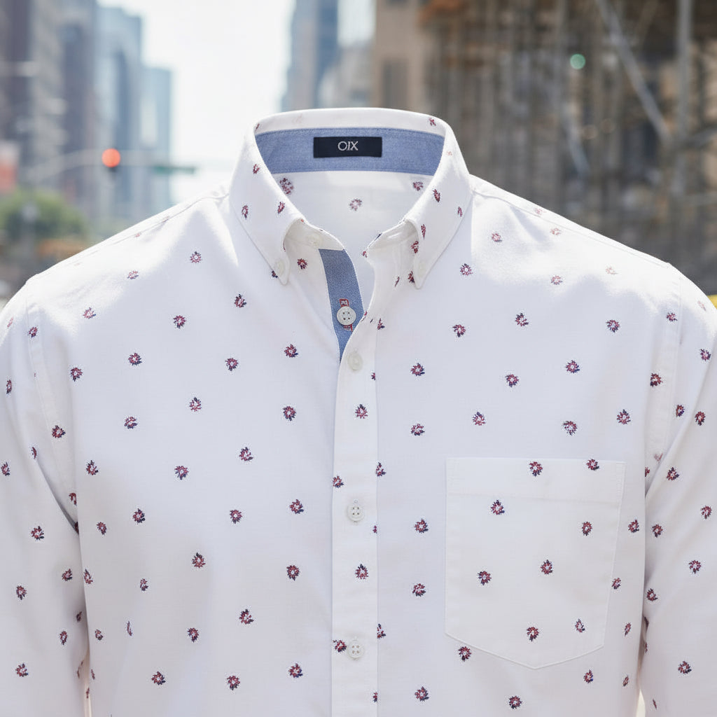 Men's Slim-Fit Printed Button-Down Shirt | MH Signature Casual Cotton Shirt | (Sizes S-XL) | MH