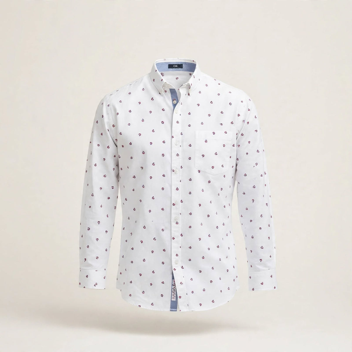 Men's Slim-Fit Printed Button-Down Shirt | MH Signature Casual Cotton Shirt | (Sizes S-XL) | MH