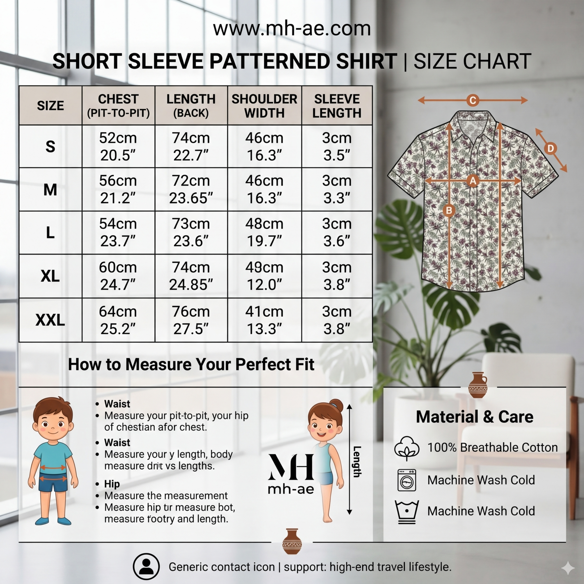 Men's Tropical Leaf Print Short-Sleeve Shirt | Premium Resort Cotton (Sizes S-XXL) | MH