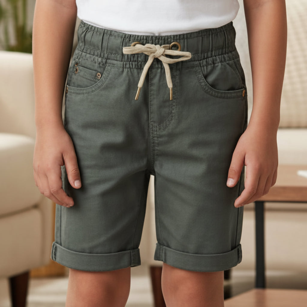 Boys Cotton Shorts for Kids 1-8 Years - Casual Drawstring Summer Shorts with Pockets | MH