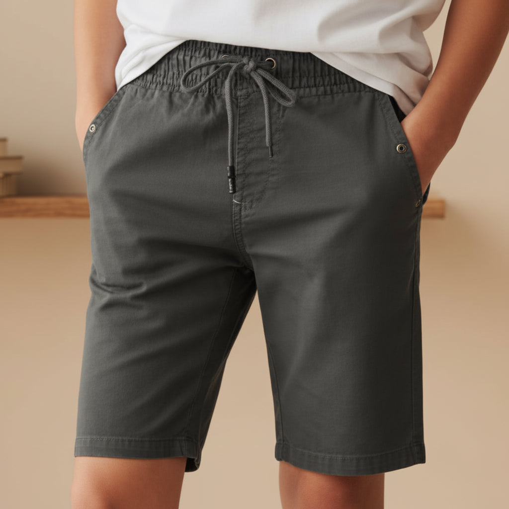Teen Boys Grey Shorts 9-16 Years | Comfortable Casual Cotton Shorts with Drawstring Waist | MH