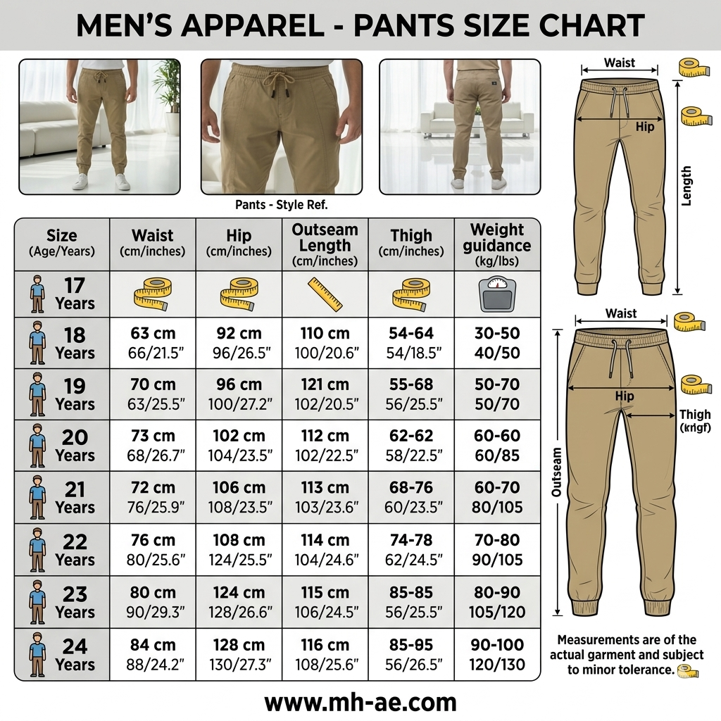 Men’s Beige Casual Jogger Pants 17-24 Years - Comfortable Drawstring Trousers with Pockets | MH