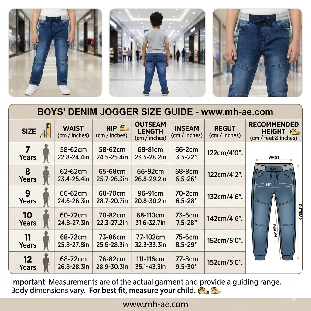Boys Blue Denim Jogger Jeans 7-12 Years - Casual Drawstring Denim Pants with Side Stripes | MH
