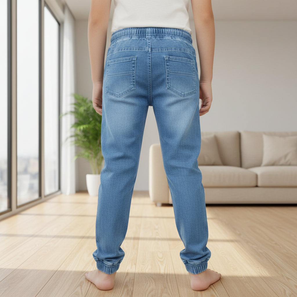 Children’s Light Blue Denim Jogger Jeans 7-12 Years - Relaxed Fit Jeans with Side Detail | MH