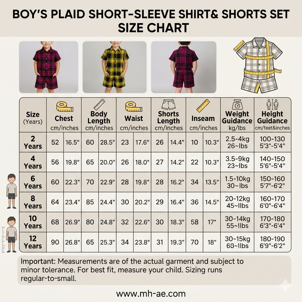 Bold Plaid Explorer: Boys’ Shirt & Short Set I Sizes 2-12Years | MH