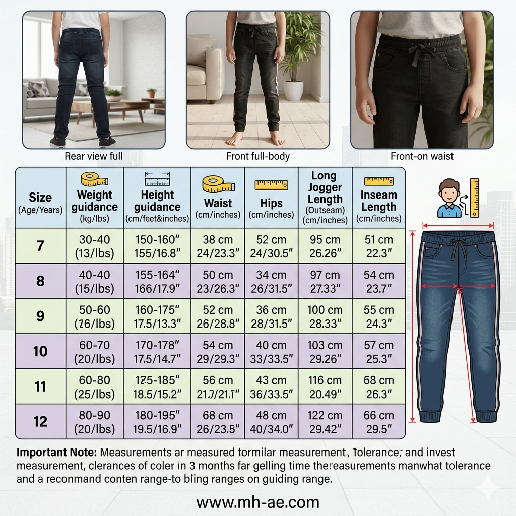 Boys Black Denim Jogger Jeans 7-12 Years - Casual Drawstring Denim Pants with Side Stripes | MH