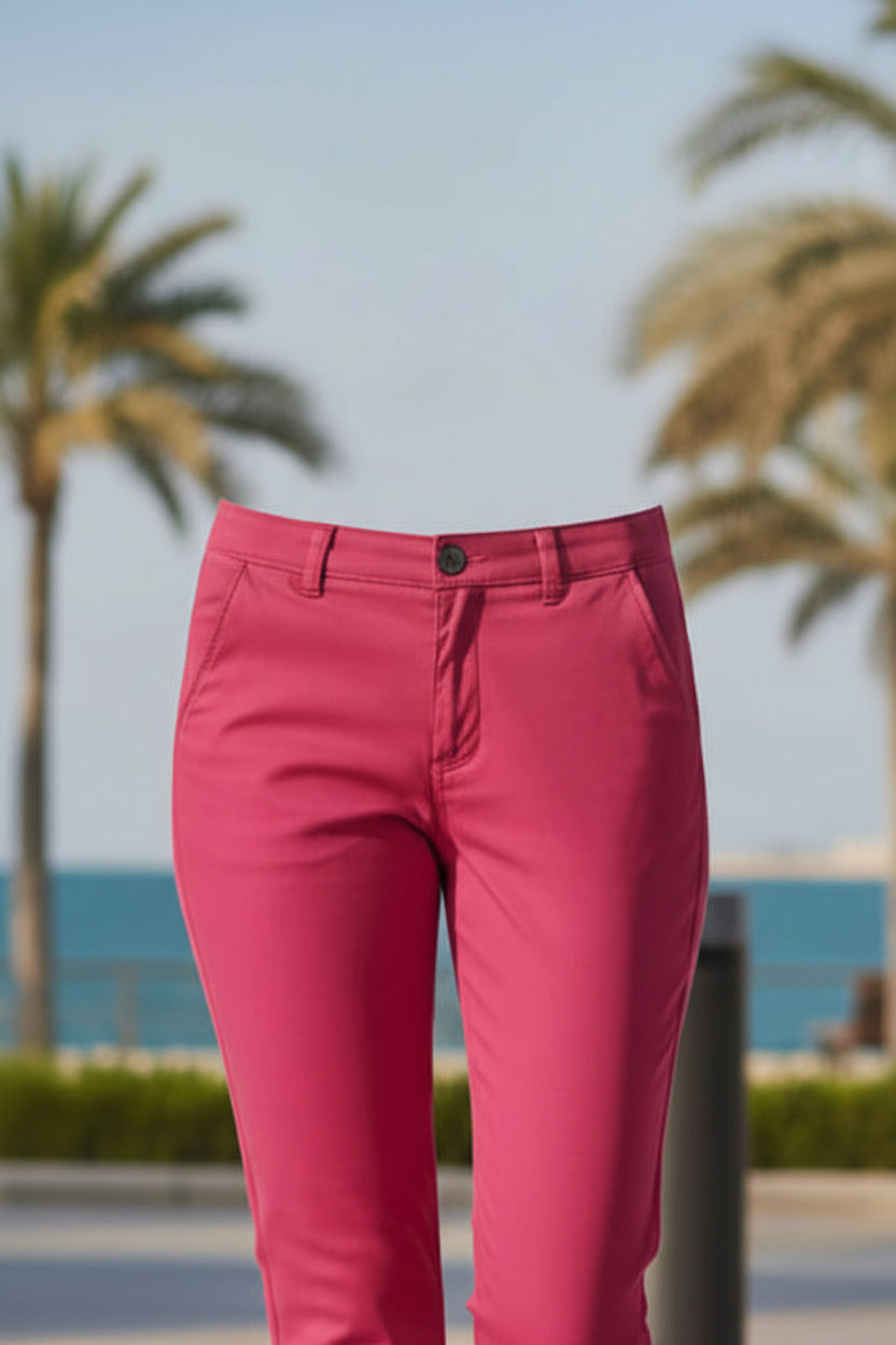 Women’s Slim Fit Cotton Pants – Hot Pink | Sizes 26"-36" Waist | MH
