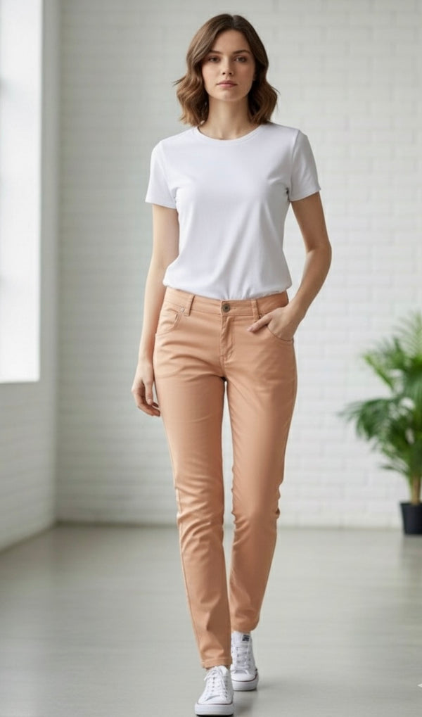 Women’s Slim Fit Cotton Pants – Cream | MH