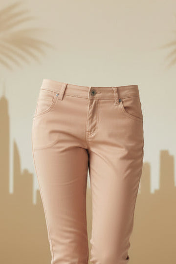 Women’s Casual Mint Chino Trousers Slim Leg Pockets Cotton Pants – Cream | Sizes 26-36 Inch Waist | MH