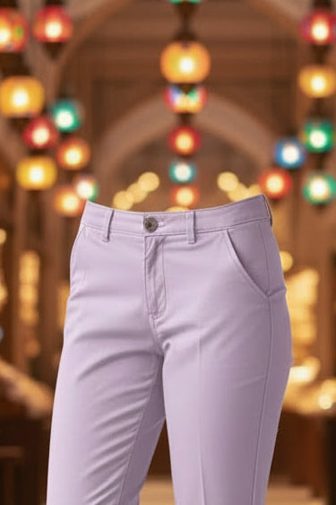 Women’s Lavender Slim Fit Chino Trousers | Stretch Cotton Casual Smart Pants | Sizes 26”–36”| MH