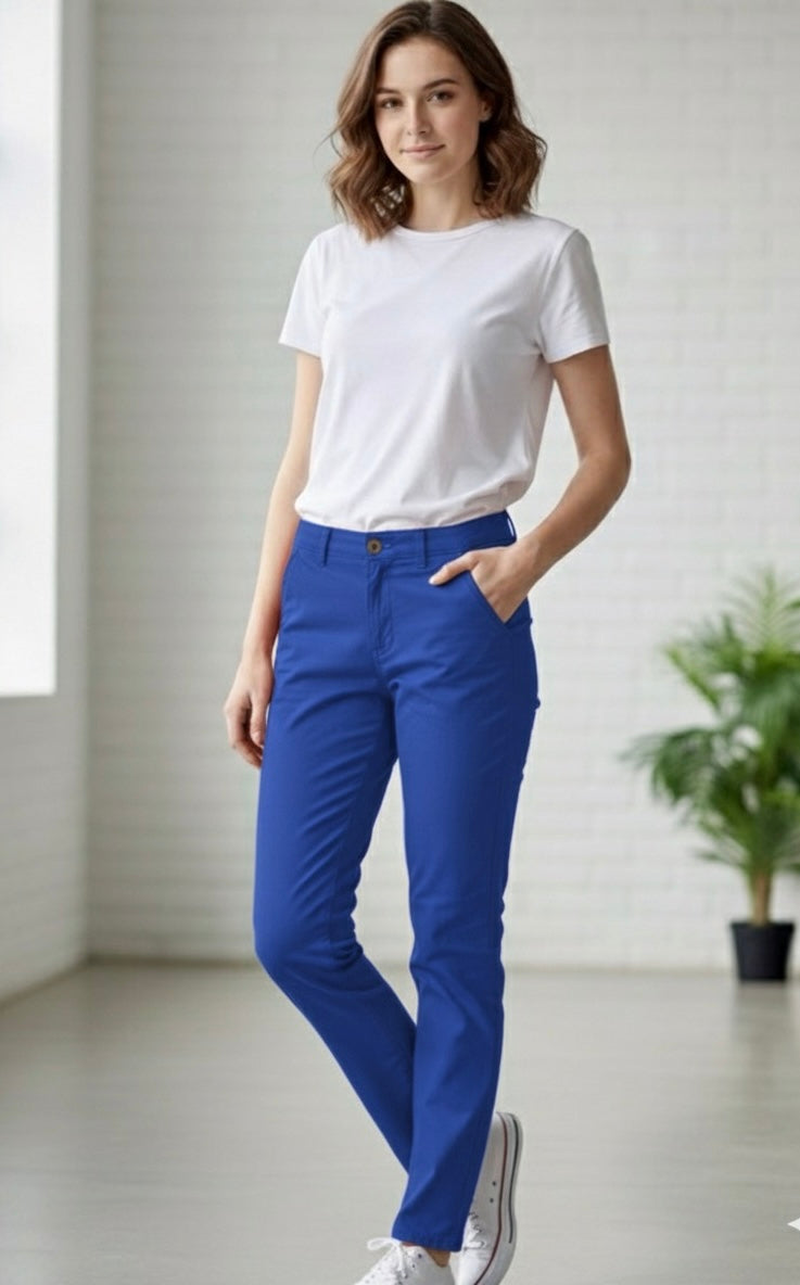 Women’s Slim Fit Cotton Pants – Royal Blue | MH